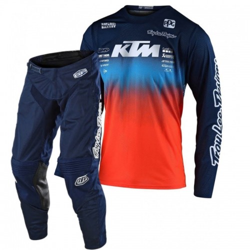 CONJUNTO TROY LEE DESIGNS 2021 MIX GP AIR  STAIN'D TEAM  & GP - NAVY / LARANJA
